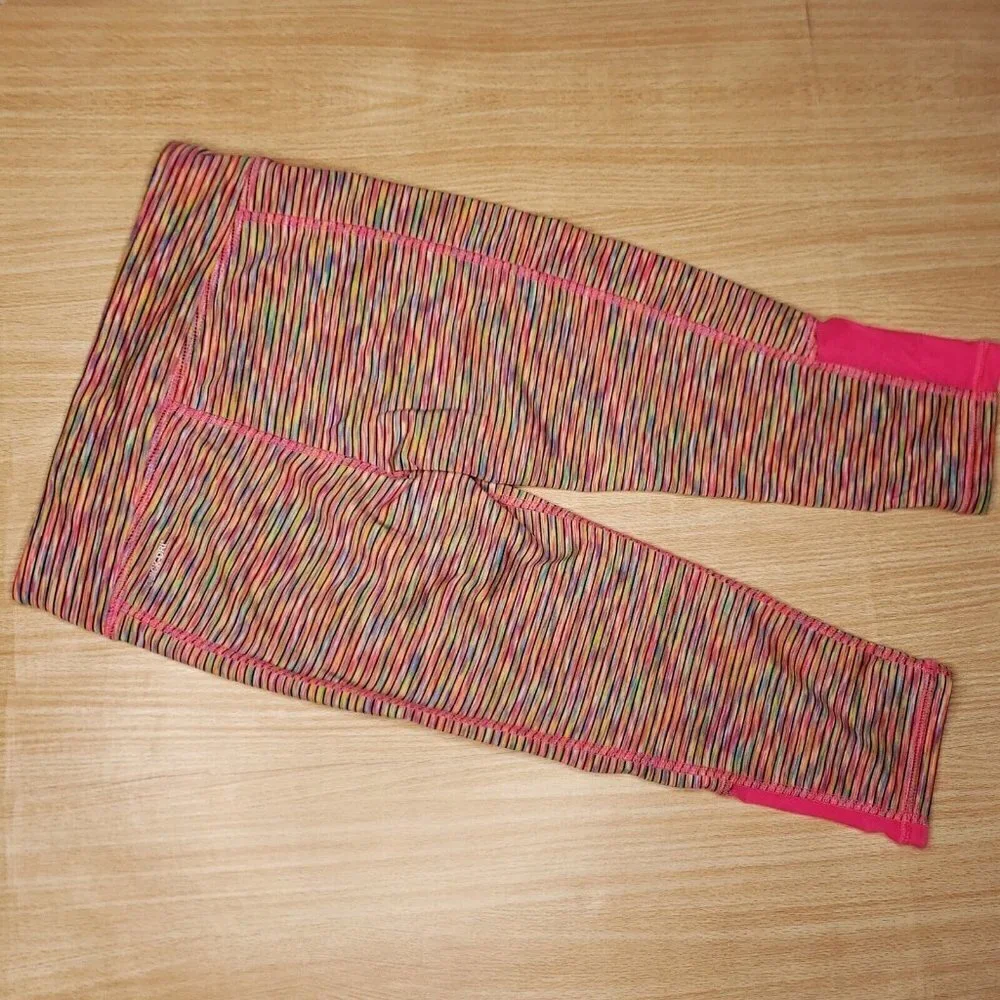 Xersion Girls Quick Dry Black Pink Striped Athletic Capri Leggings 7-8 - Picture 4 of 6